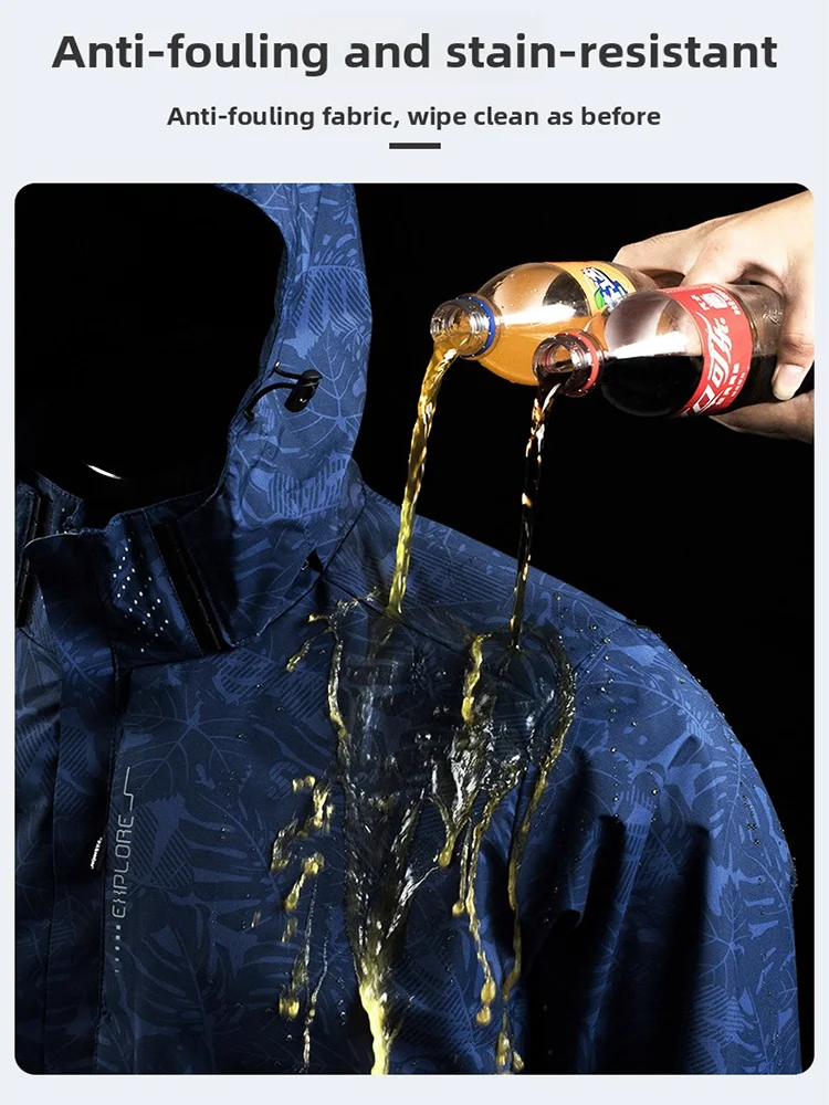 Men's Casual Waterproof Windbreaker Jacket Full Zip Up Hooded Shell Outdoor Hiking Coat For Autumn Plus Size