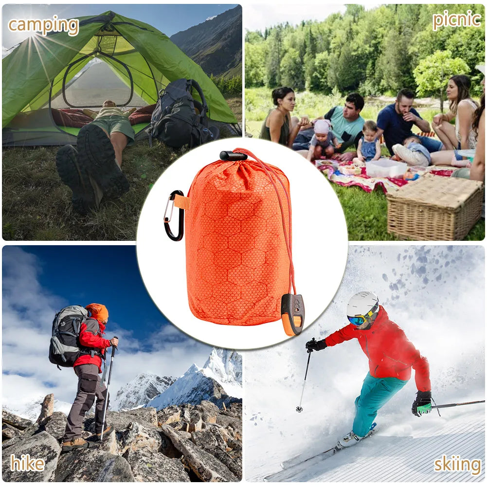 Portable Survival Blanket PE Aluminum Film Thermal Sleeping Bag Warm Windproof Waterproof Camping Outdoor Equipment
