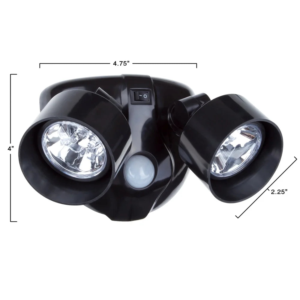 Dual Head Motion Sensor LED Security Light Wireless Outdoor Adjustable 360 Degree Beam Angle Waterproof Easy Install Safety