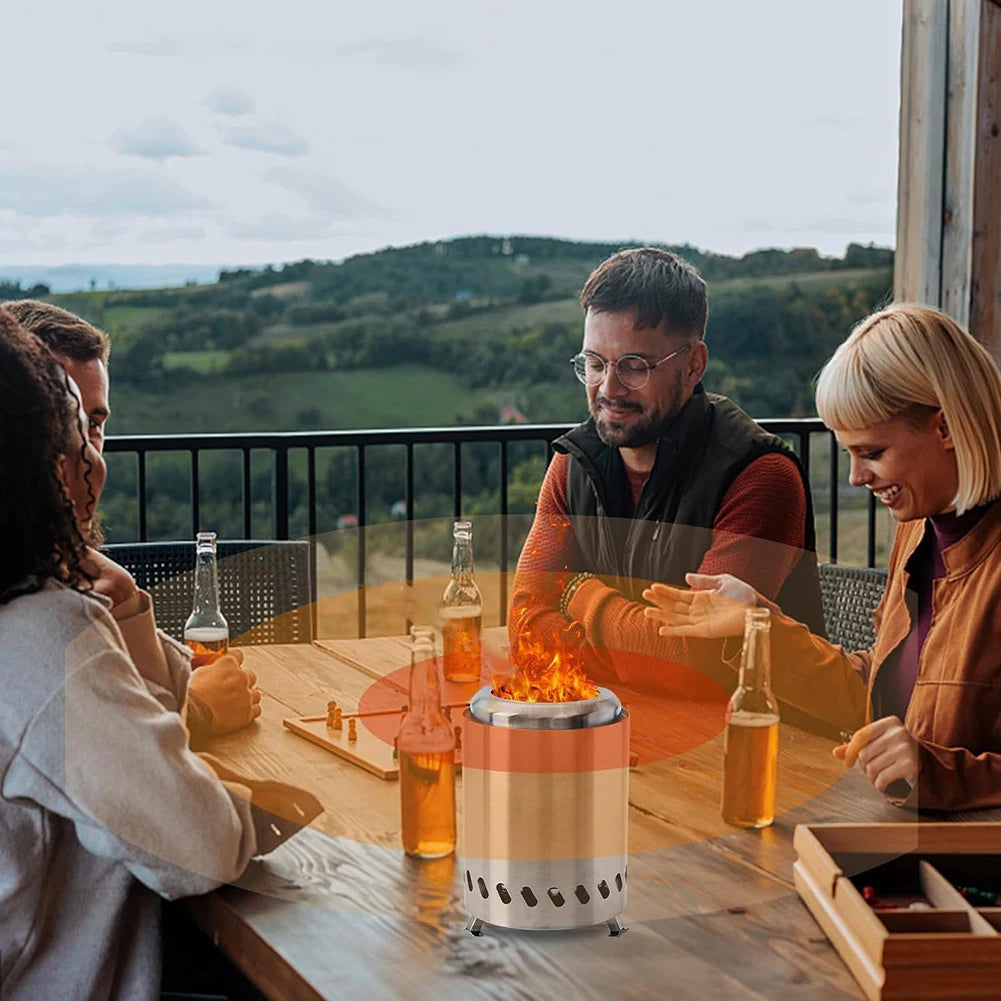 Mini Tabletop Firepit Stainless Steel Indoor Outdoor Table Top Firepit Portable Mini Stove for Outside Patio Camping