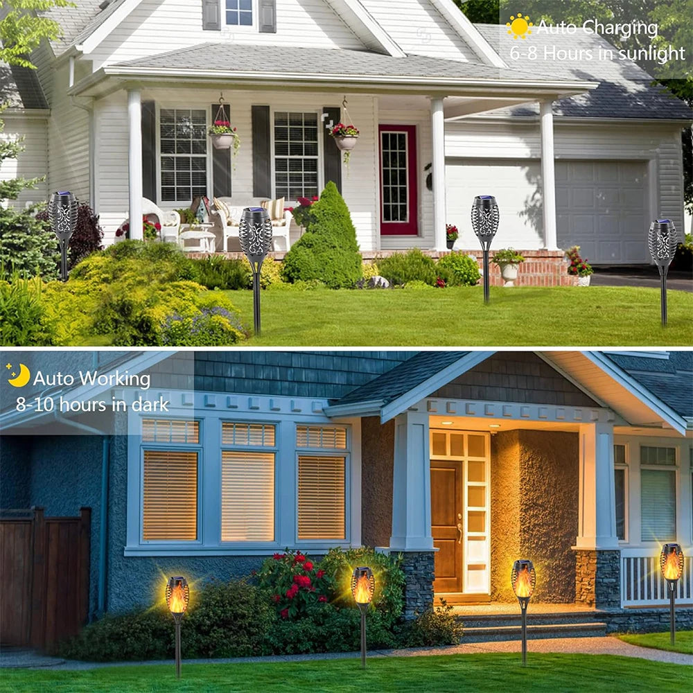 12LED Solar Flame Torch Light Flickering Light Waterproof Outdoor Garden Decoration Landscape Lawn Path Yard Patio Floor Lamps