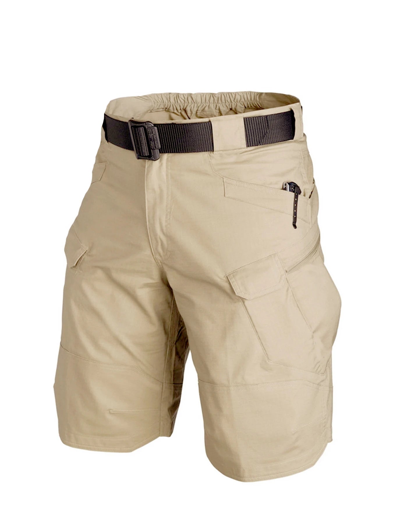 Elastic Waist Military Blue Short Pants Big Pocket Men's Black Summer Casual Drawstring Sweat Shorts