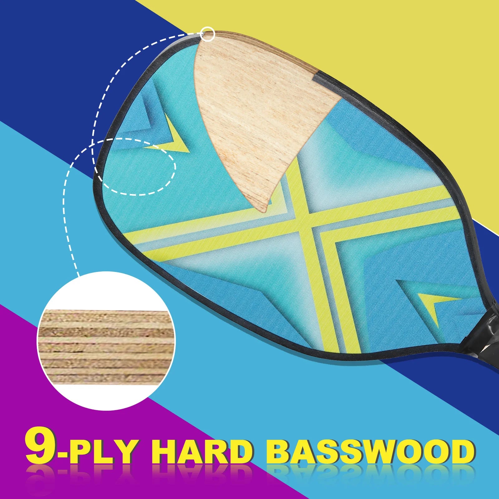Pickleball Paddles Set with 4 Premium Wood Pickleball Rackets 4 Pickleball Balls 4 Cooling Towels a Carry Bag for Men Women