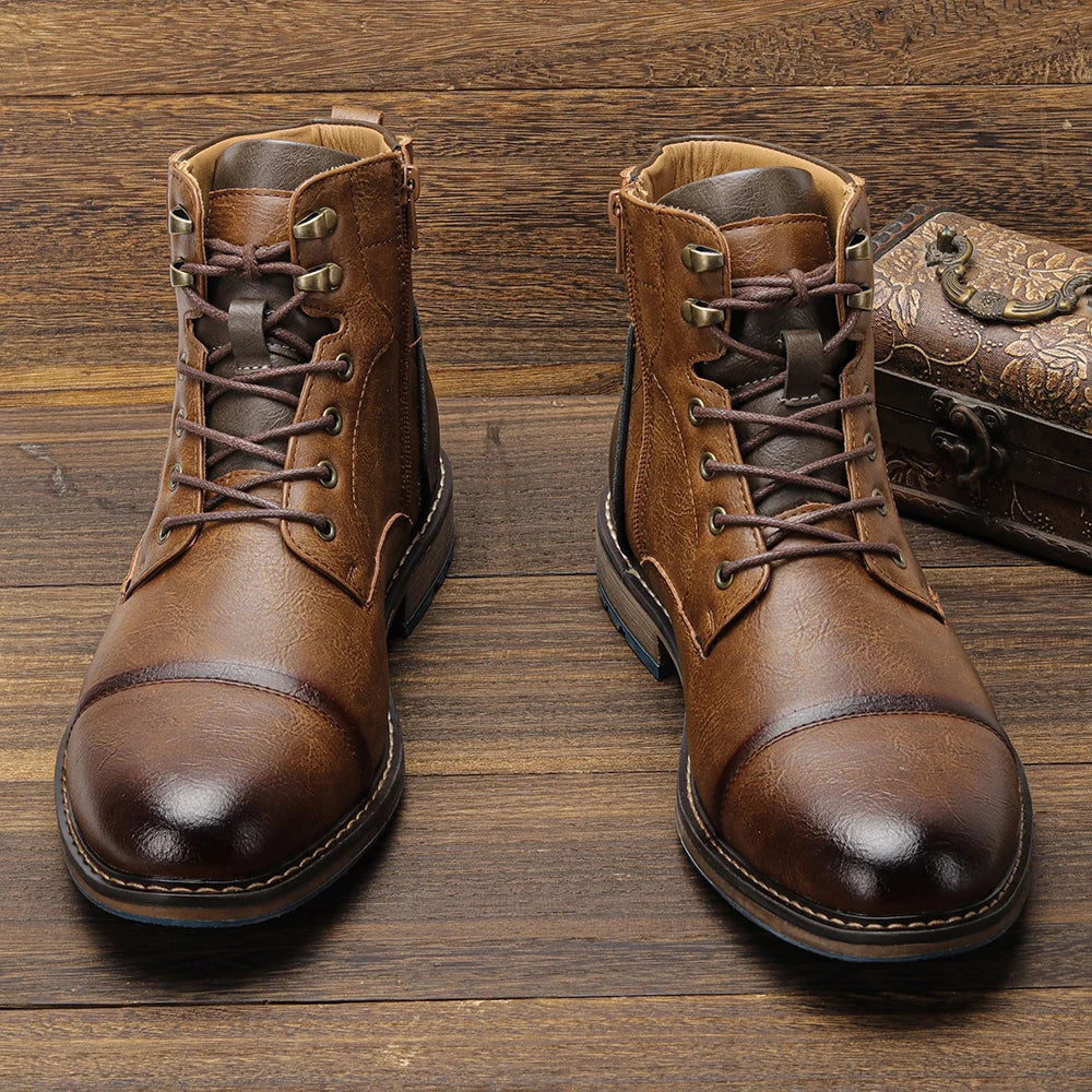 Size 8-13 Retro Men Boots 2025 Fashion Comfortable Spring Leather Boots