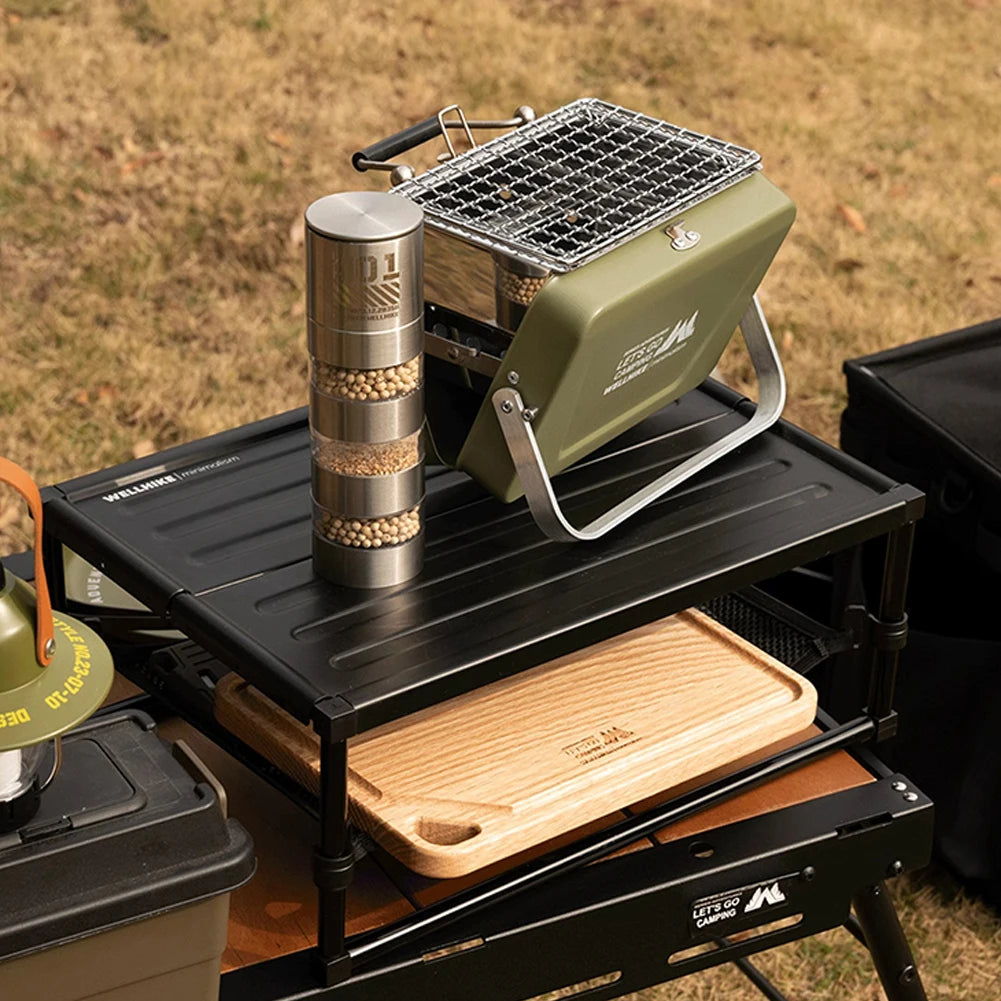 Portable Camping Stove with Handle Outdoor Barbecue Oven Stainless Steel Lightweight Cooking Grill for Camping Patio Backyard