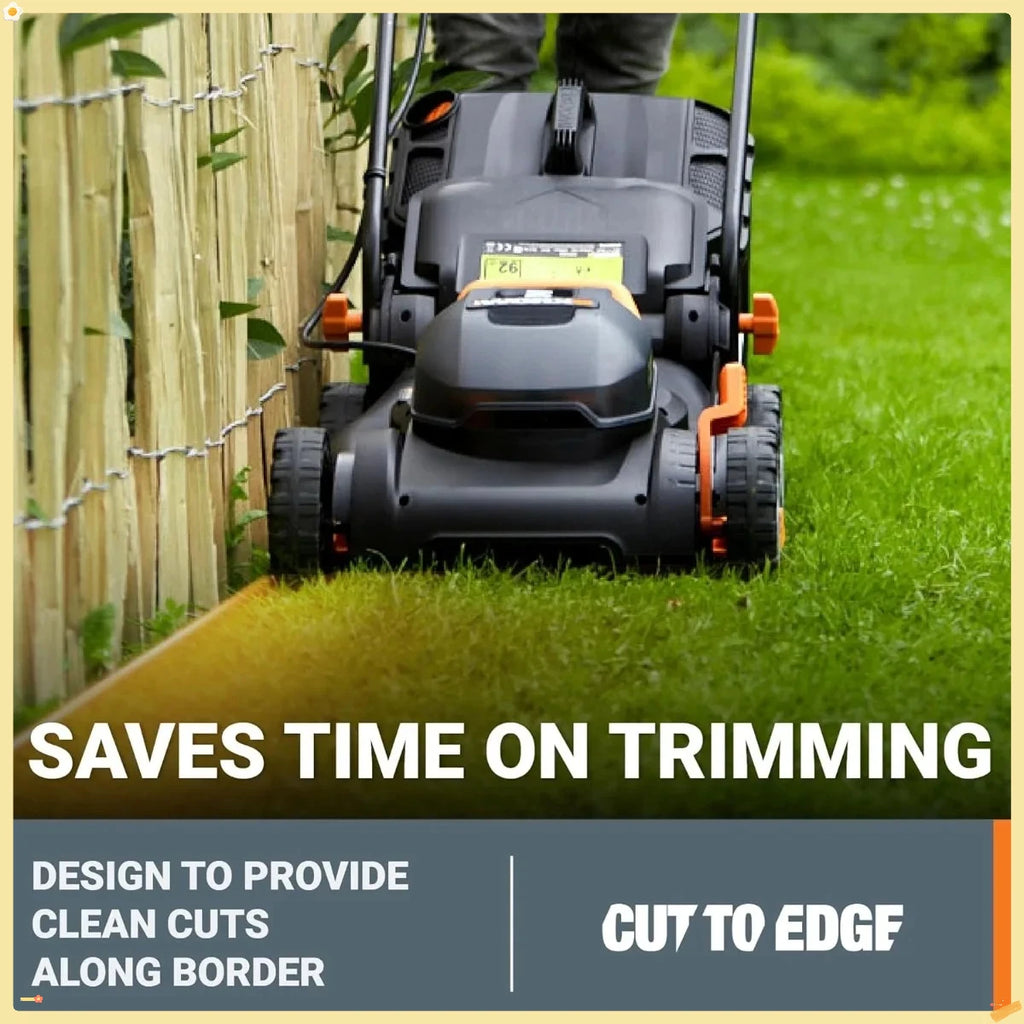 17" Cordless Lawn Mower for Small Yards, 2-in-1 Electric Mower Cuts Quiet, Compact & Lightweight Push Lawn Mower