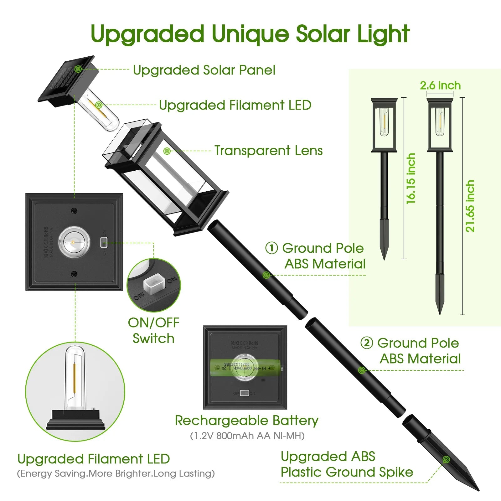 6/12 Pack Solar Lights, 2700K Warm White, Super Bright 12Hrs, for Yard/Garden Walkway