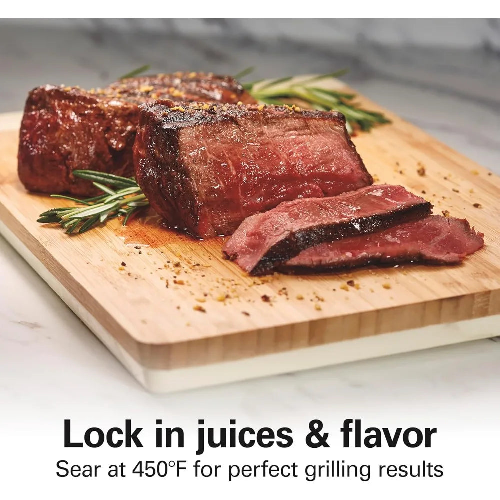 Electric Indoor Searing Grill with Viewing Window & Adjustable Temperature Control to 450F, 118 sq. in. Surface