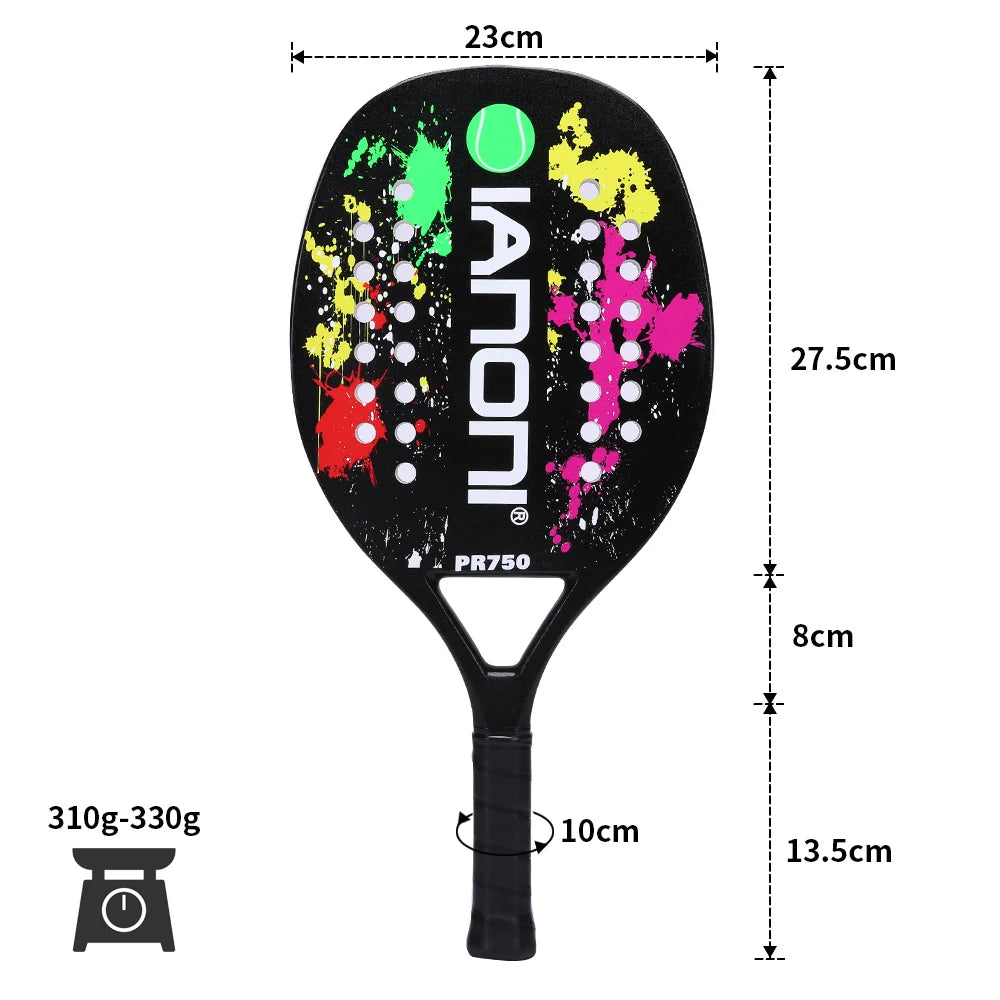 Beach Tennis Racket,Carbon Fiber Grit Face with EVA Memory Foam Core Beach Tennis Racket