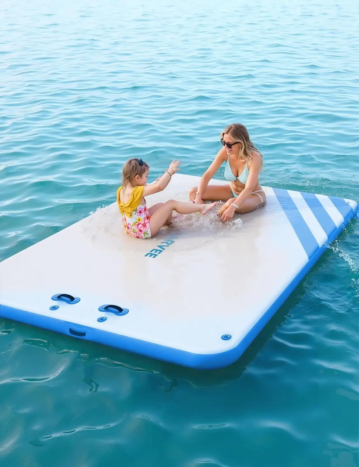 Inflatable Pontoon Dock, Thicken Air Dock Floating Platform, Inflatable Pontoon with Nonslip Surface and Rope Ladder, Lake Float