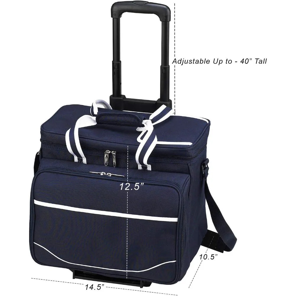 Original Insulated Picnic Cooler with Service for 4 on Wheels-Designed & Assembled in USA