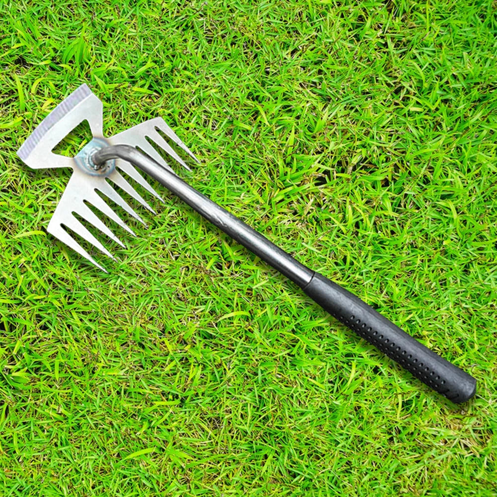 Multifunctional Garden Rake Manganese Steel Hand Weeder Rake Agricultural Weed Puller Shovel Grass Rooting Soil Loosening Tool