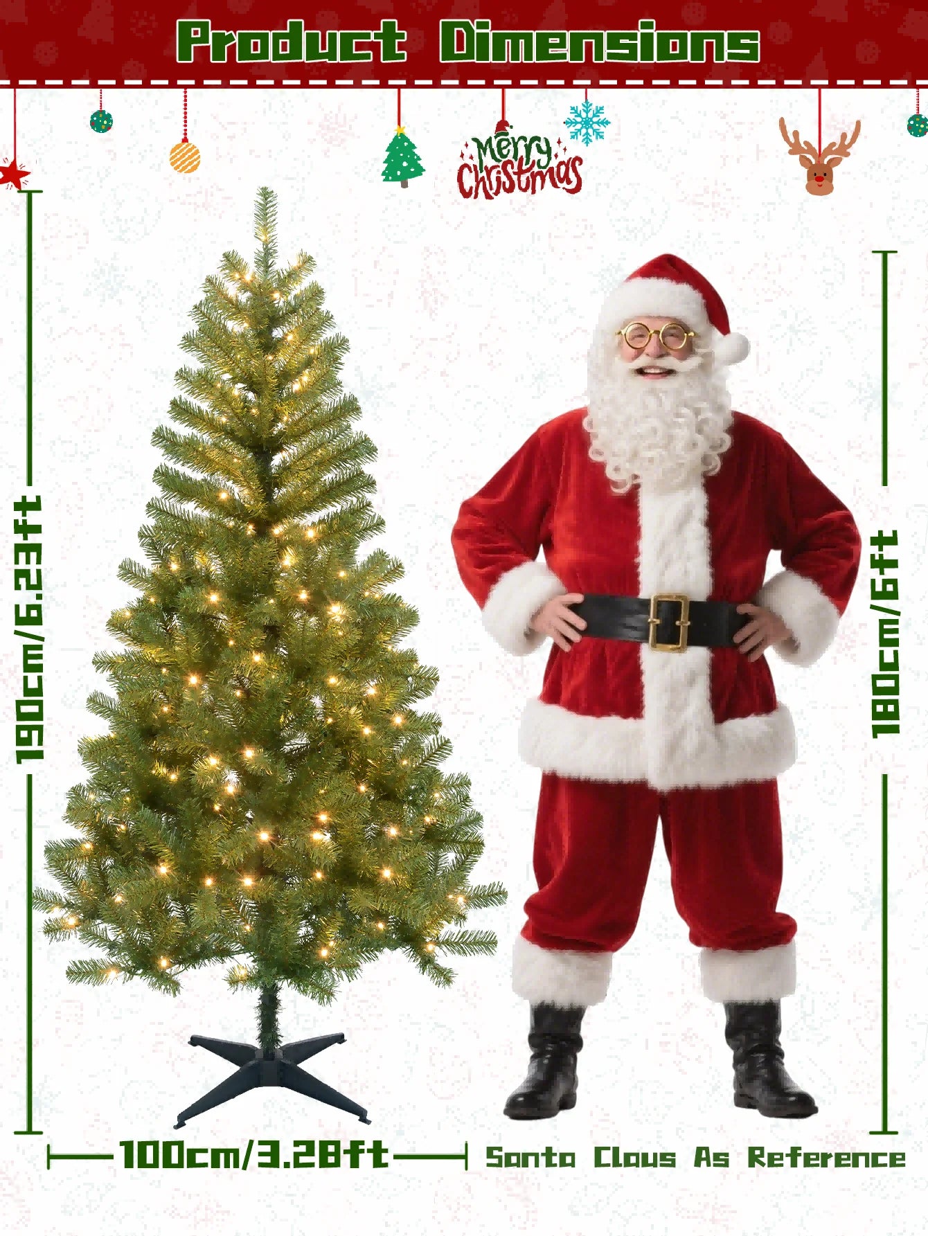 180cm/190cm Prelit Snow Flocked Artificial Christmas Tree Pop Up Christmas Decoration 100/200 Lights Party Home Decor Xmas Decor