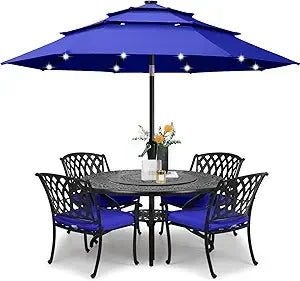 15FT Double-Sided Aluminum Table Patio Umbrella Garden Large Umbrella,Swimming Pool, Green
