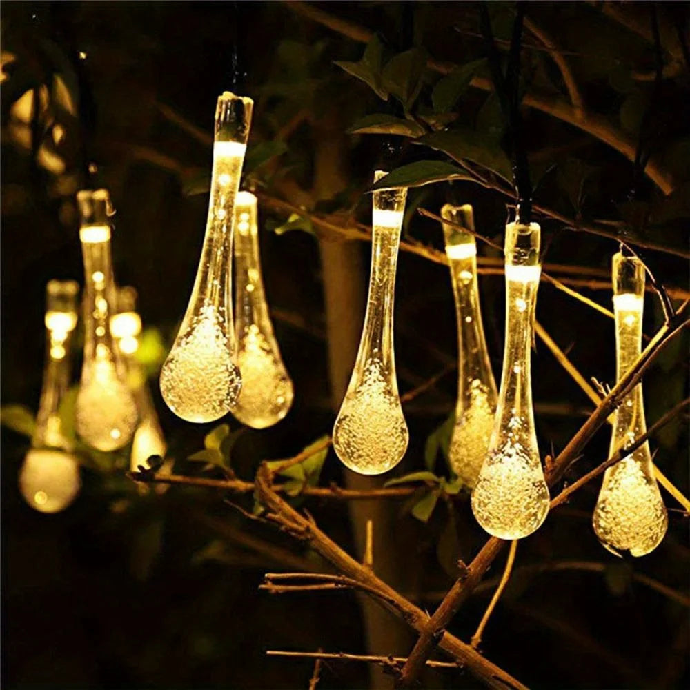 Solar Light Water drops led String Lights Christmas Party Decor Patio Lawn Garland Garden Outdoor Fairy Lights Solar Patio Light