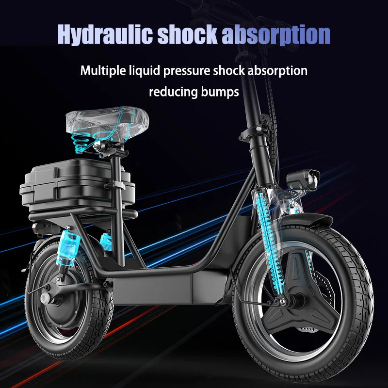 Folding electric scooter with trunk, 500W motor (peak 650W), 48V15AH, 20MPH, 24-32mile range,motorcycle for commuting travel