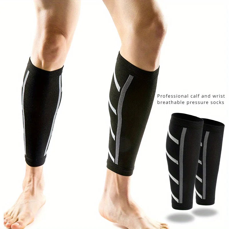 1Pair Compression Calf Sleeves - UV Protection, Breathable for Basketball, Soccer, Running & Cycling