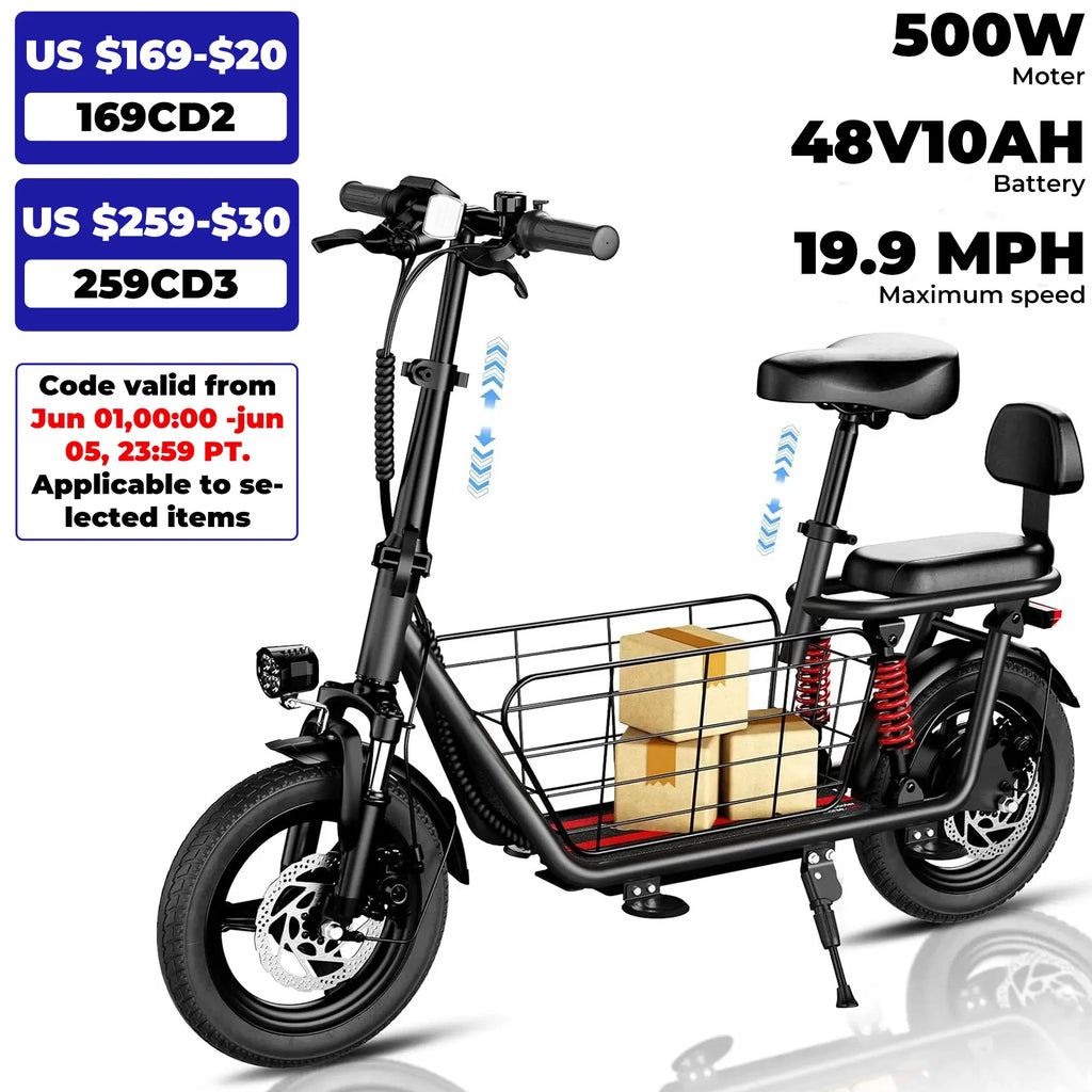 850W peak adult electric scooter,25 miles 20 MPHequipped with 14 inch tires, dual brakes dual suspension, a seat basket