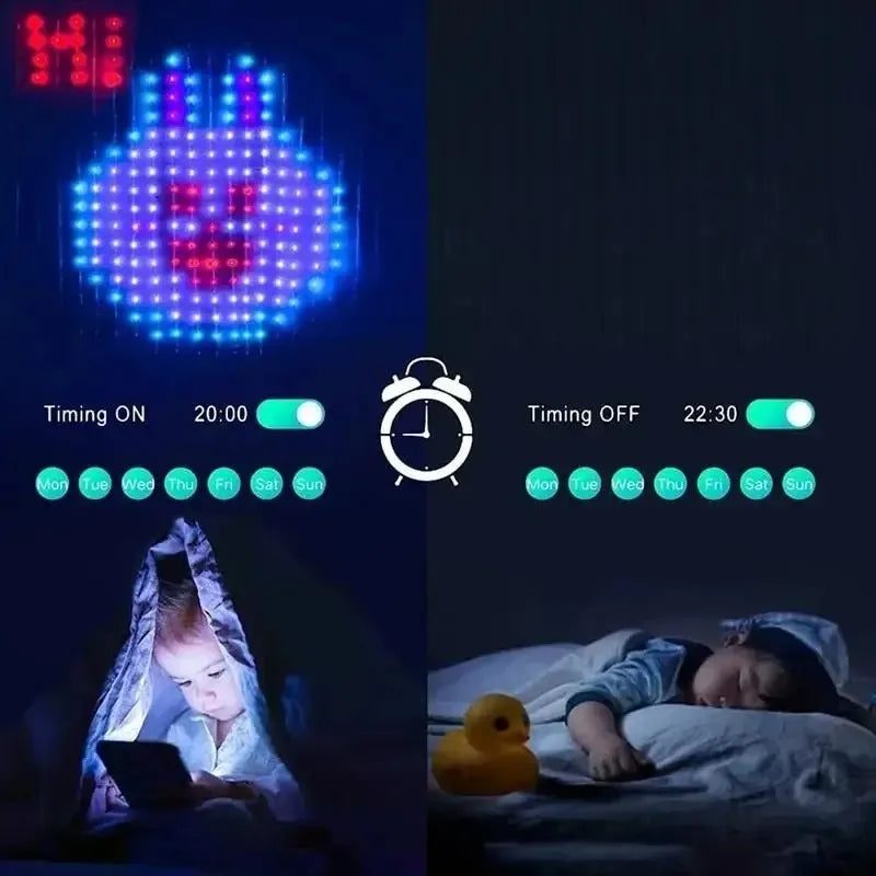 Smart LED Curtain Light APP Control RGB Dimmable DIY Pattern Music Ambient Lighting For Home Holiday Party Christmas Decoration