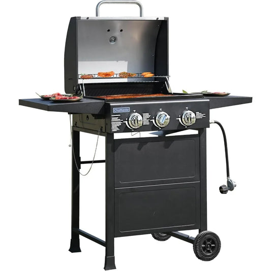 Grill Propane 3 Burner Gas Outdoor Grills, Bbq With Thermometer, Patio Grill For Small Gatherings, Asadores De Gas 30000 BTU. Ba