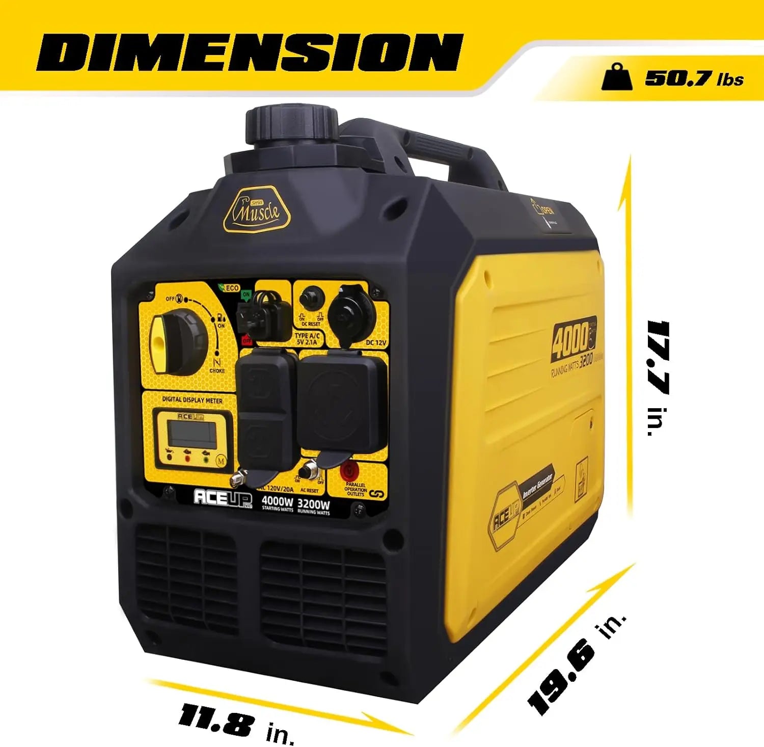 4000 Watt Portable Inverter Generator, Gas Powered Generator Quiet for Home, RV-Ready, EPA Compliant