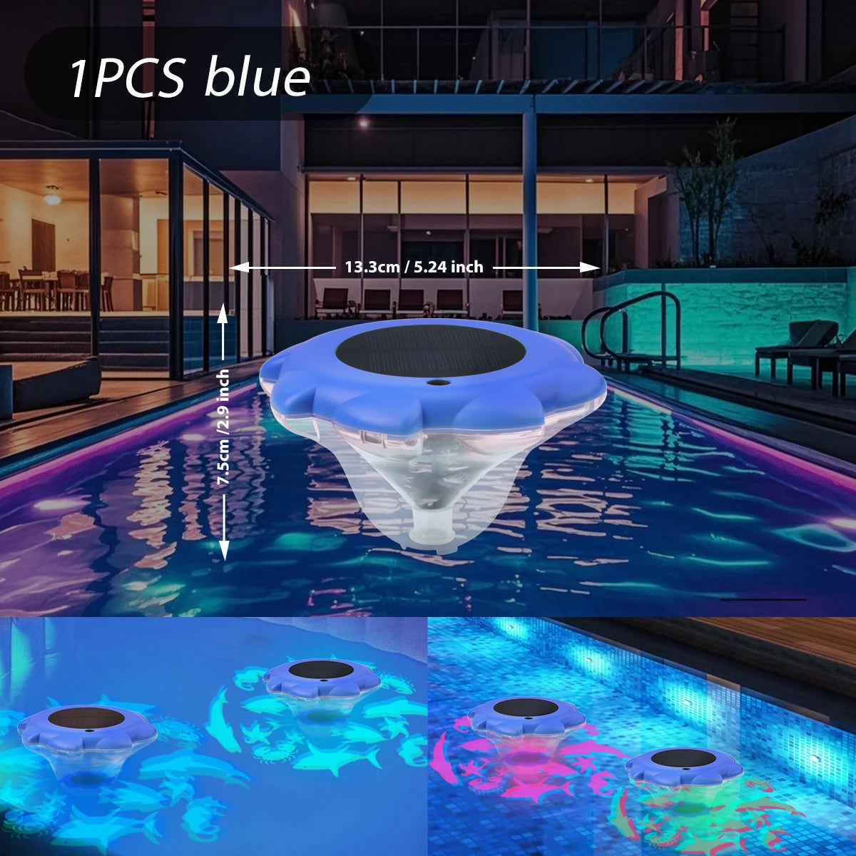 Solar Pool lights IP68 Waterproof Solar-Powered Floating Pools Light for Bathtubs Ponds Pool Parties Water Decorations