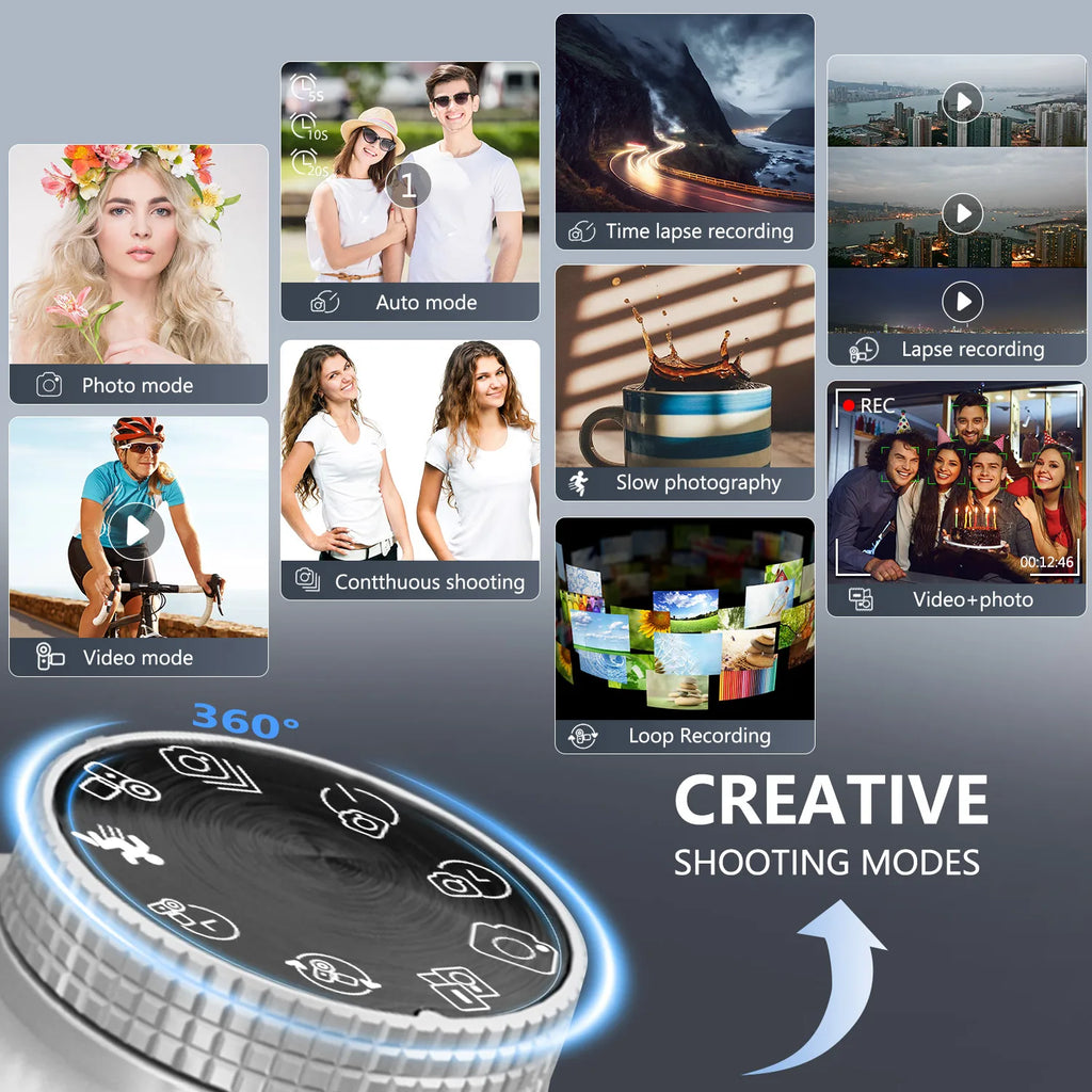 75MP Digital Camera for Photography & Video, 4K VloggingCamera with 3inch Touch Flip Screen &18X Digital Zoom, AutofocusCompact