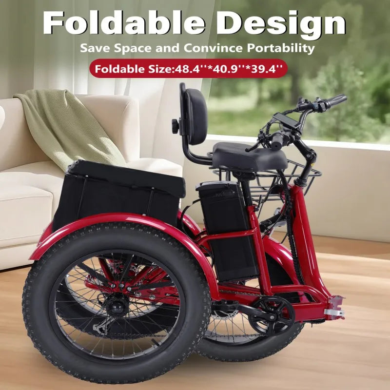 Electric Tricycle for Adults,500W Electric Trike,Electric Bicycle,20"x4.0"Fat Tire Electric Trike Fat Tire 3 Wheel electric bike