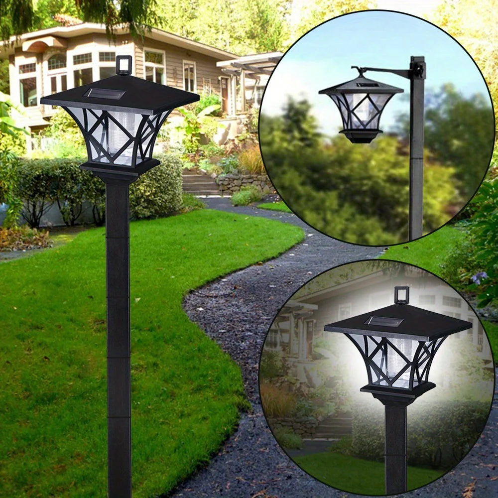 Solar Light Pole Waterproof Solar Lamp Post Vintage Street Lights Solar Post Lights Outdoor for Patio, Garden