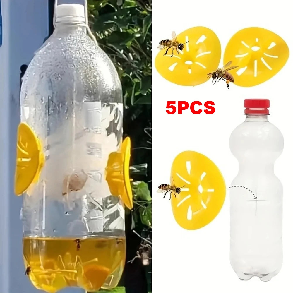 5Pcs Wasp Trap Catcher Reusable Flying Insects Funnel Trap Flower Shape Portable Wasp Catcher Garden Pest Control Tool