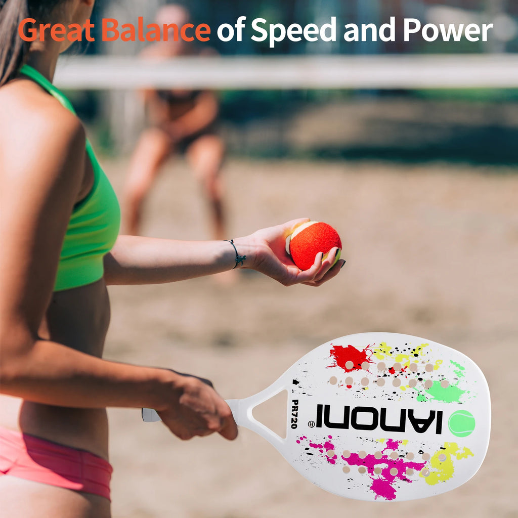 Beach Tennis Racket,Carbon Fiber Grit Face with EVA Memory Foam Core Beach Tennis Racket