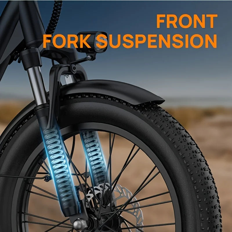 1000W Electric Bike | 48V 13Ah Removable Battery, 20MPH, 20''X3" Fat Tire, 7-Speed Electric Bicycles with Dual Disc Brake