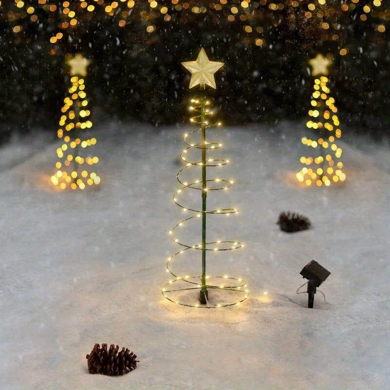 LED Solar Powered Christmas Tree Warm Light, Floor To Ceiling Wrought Iron Outdoor Courtyard Decorative Landscape Street Light.