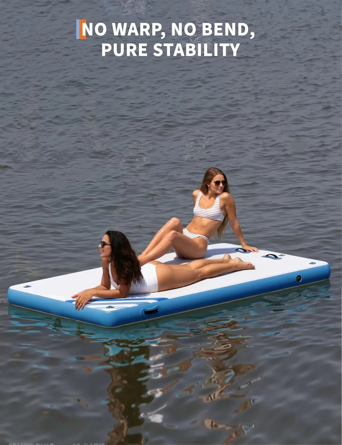 Inflatable Pontoon Dock, Thicken Air Dock Floating Platform, Inflatable Pontoon with Nonslip Surface and Rope Ladder, Lake Float