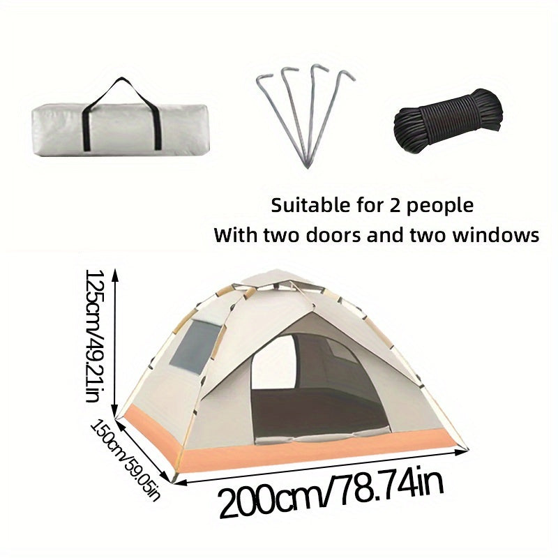 4-Person -Weather Automatic -Up Camping Tent - Heavy-Duty Portable Outdoor Tent Suitable for 4 People, Windproof & Sunproof, Setup/Dismantle, Spacious Oval, - Use for, RV, Backyard (Grey)