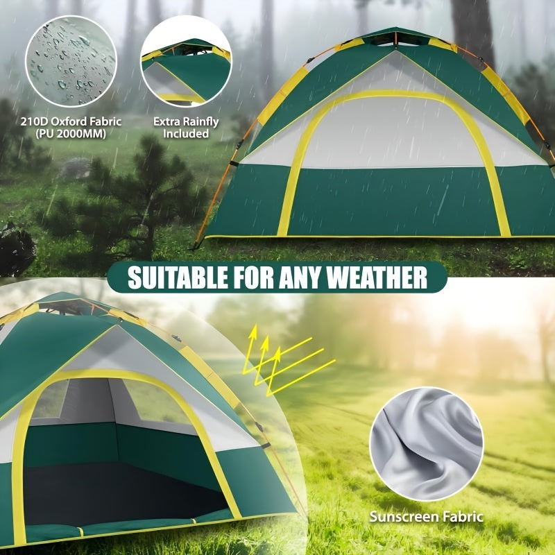 Portable Tents for Outdoor Camping That Are Easy to Set Up, Featuring Double Doors And Windows for Ventilation. They Are, Wind-Resistant, And Lightweight, Accommodating 2-4 Or 4-6 Individuals, Ideal for Camping, Hiking, And H