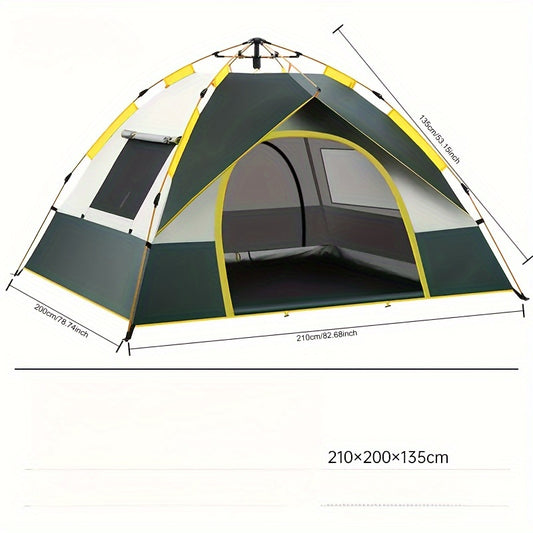 Quick Open Automatic Tent, Waterproof& Mosquito Proof, Zipper Closure, Suitable 6 People- Camping, Beach, Park