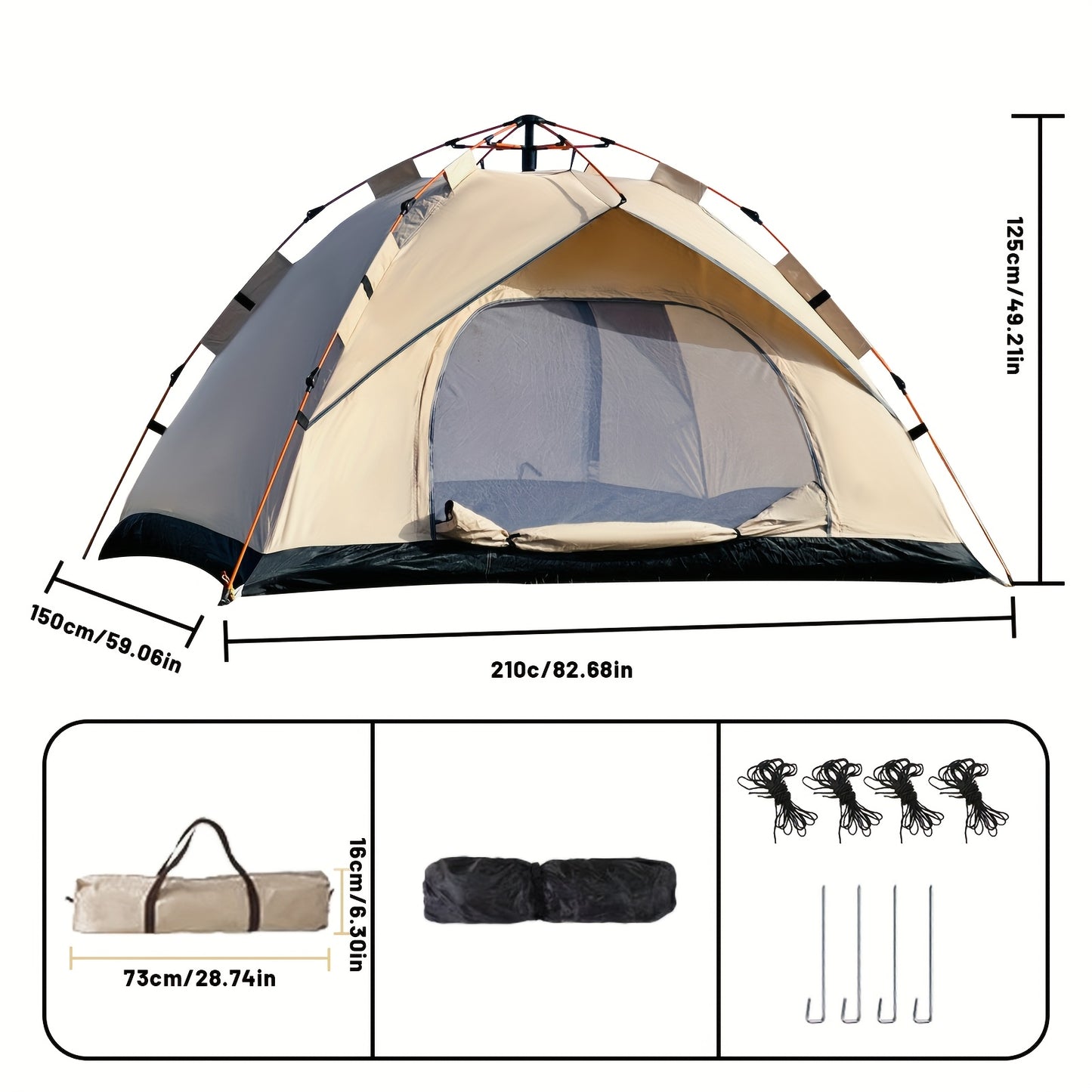 Automatic Instant Setup Camping Tent - 1-3/3-4 Person All-Season Tent with Dual Doors & Mesh Windows, Windproof Lightweight Tent for Camping, Travel, Campers Accessories, Camping Tent, Hiking Gear, Durable Construction, Adven